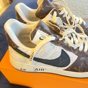 Beautiful preowened Louis Vuitton x Nike AF1 Collaboration Sneaker - Brown White